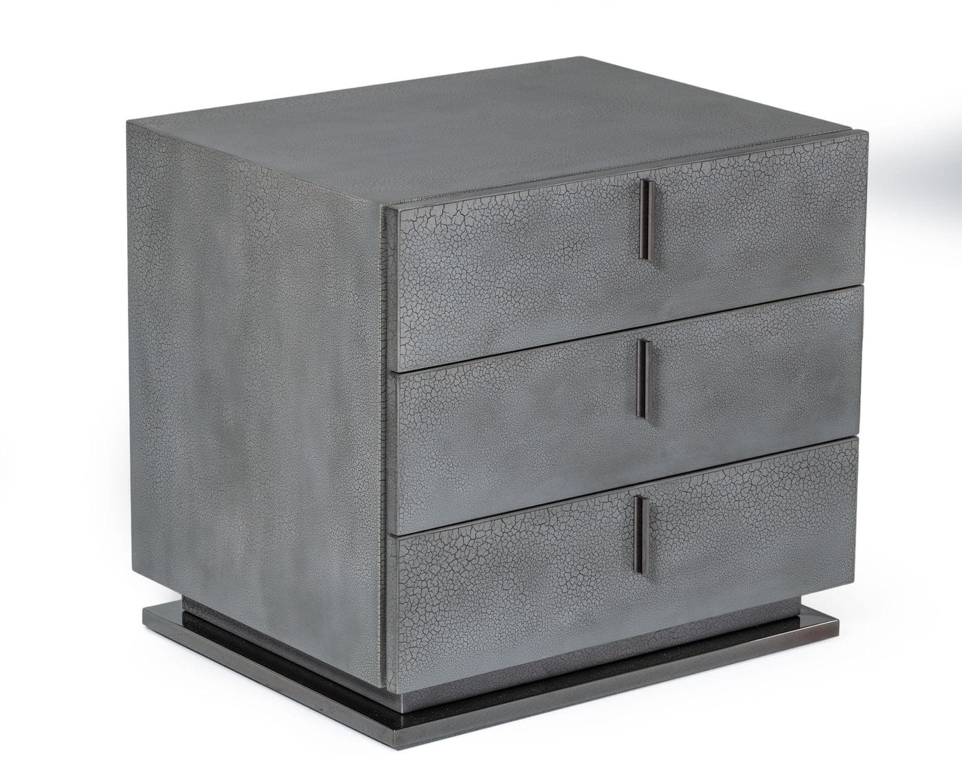 Queen Buckley - Modern Grey & Black Stainless Steel Bed with Nightstands - Modern Grey & Black Stainless Steel Bed with Nightstands