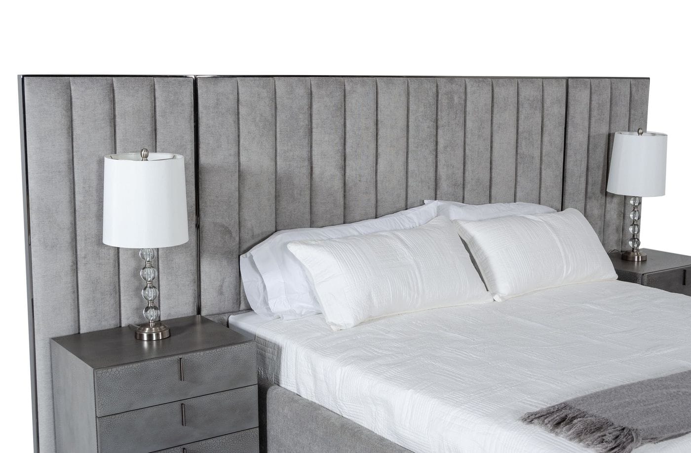 Queen Buckley - Grey & Black Stainless Steel Bedroom Set - Grey & Black Stainless Steel Bedroom Set
