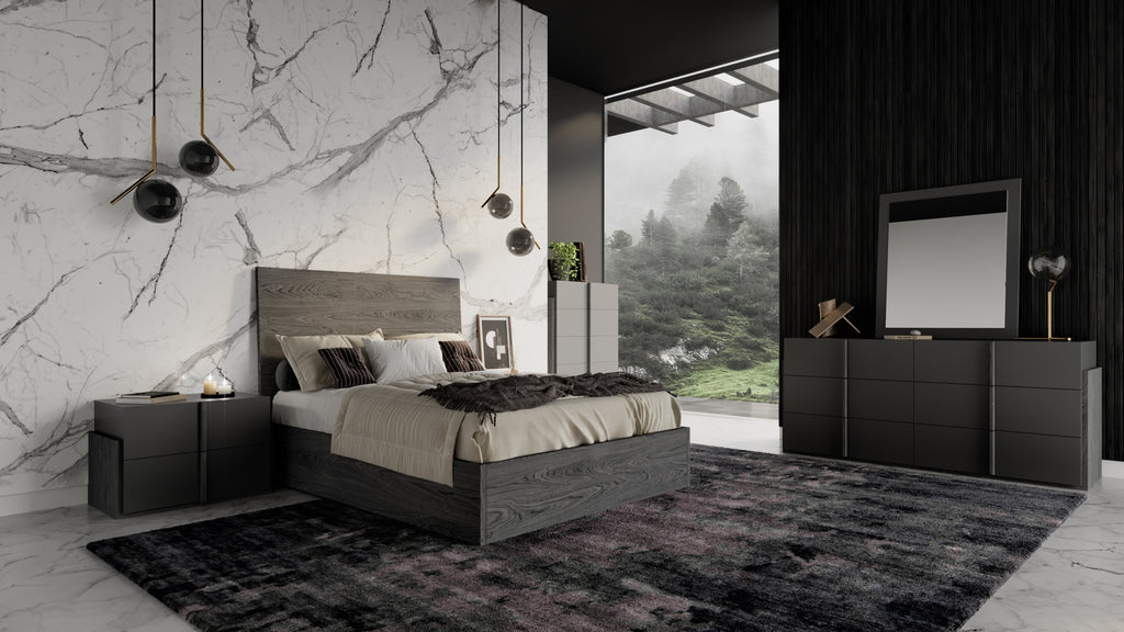 Lucia - Italian Modern Matte Grey / Elm Grey Bedroom Set - Italian Modern Matte Grey / Elm Grey Bedroom Set
