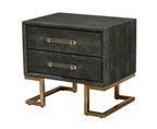 Howard - Modern Shagreen Grey Leatherette & Gold Nightstand