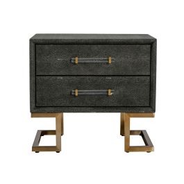 Howard - Modern Shagreen Grey Leatherette & Gold Nightstand