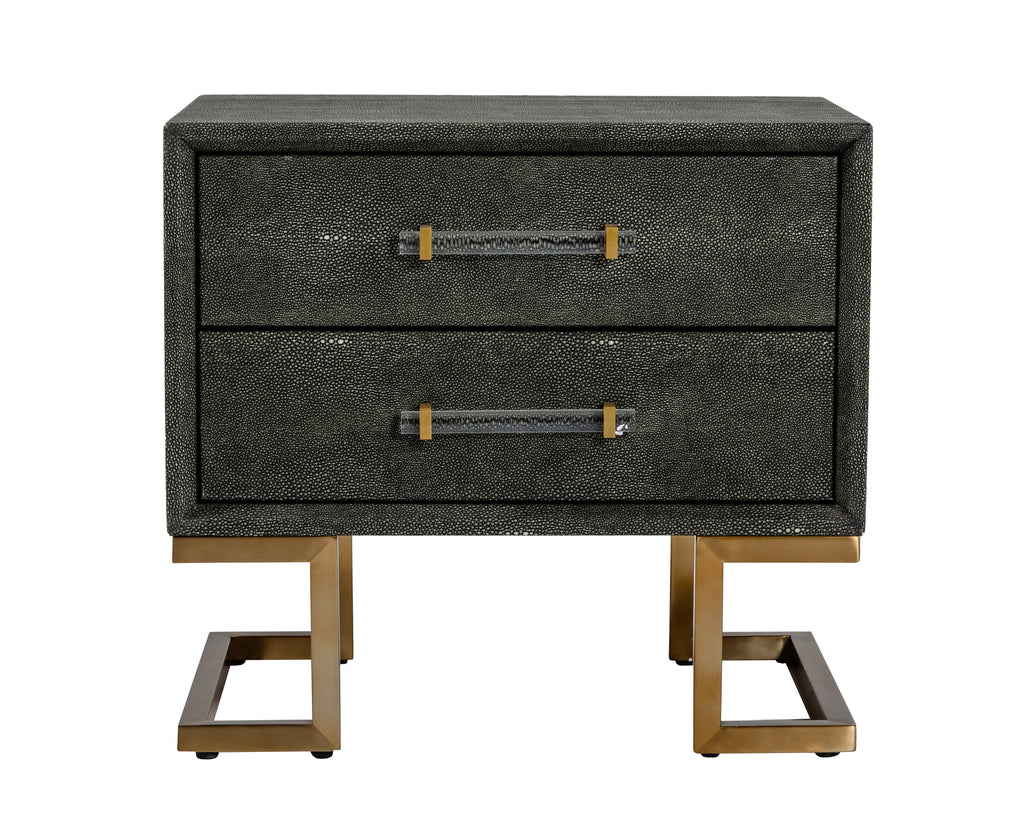 Howard - Modern Shagreen Grey Leatherette & Gold Nightstand