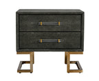 Howard - Modern Shagreen Grey Leatherette & Gold Nightstand
