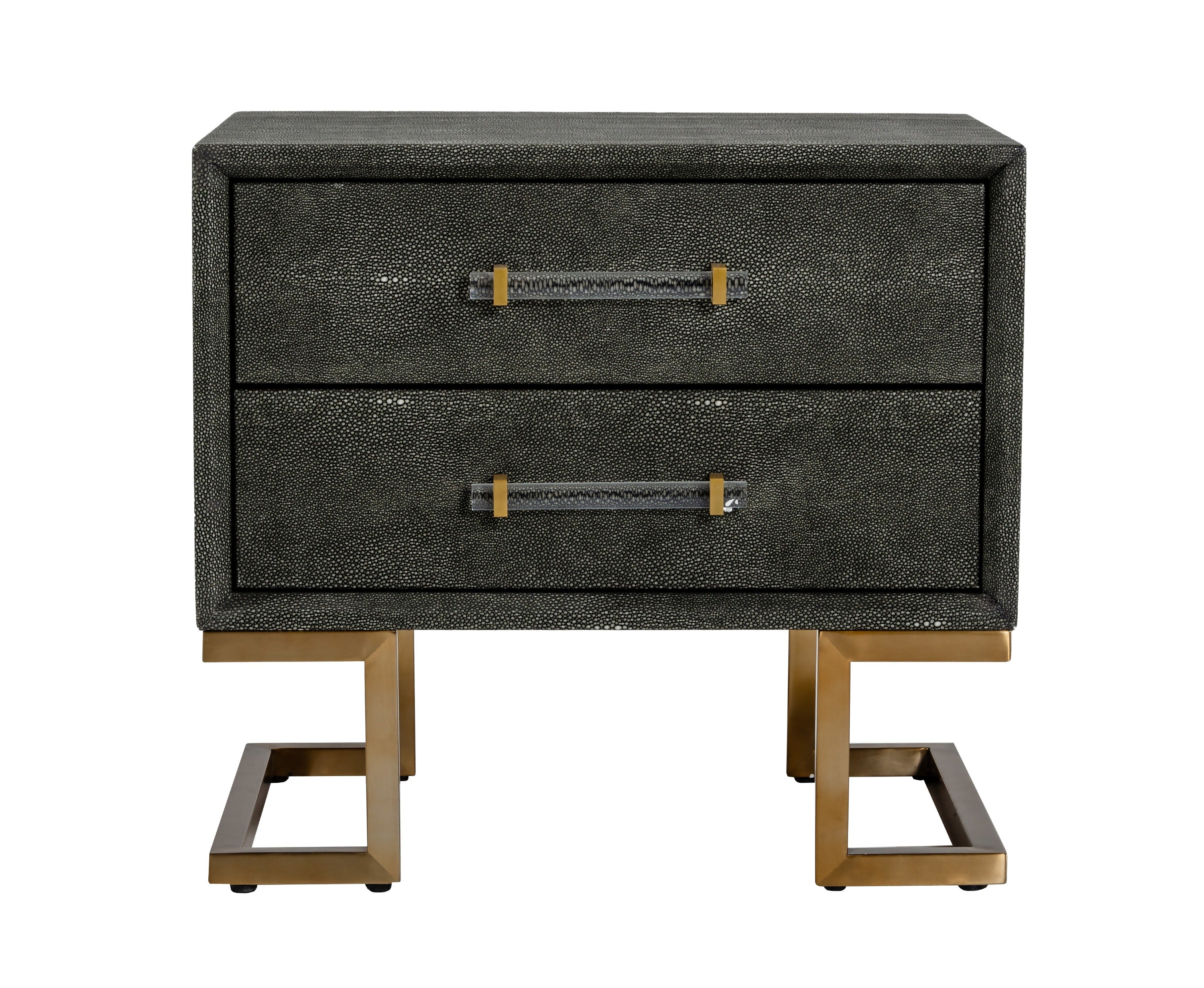 Howard - Modern Shagreen Grey Leatherette & Gold Nightstand