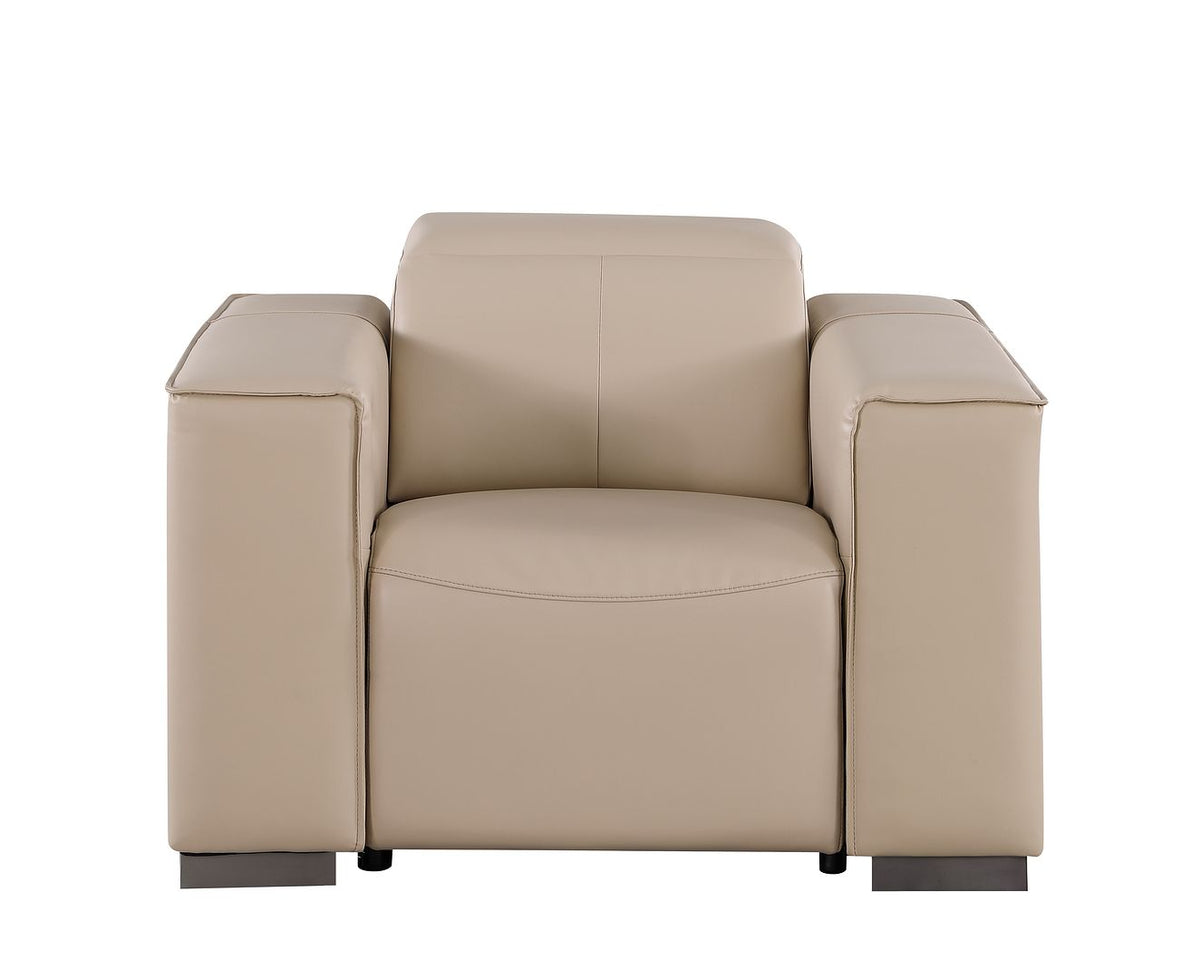 1208 Leather Power Reclining Chair with Power Headrest - Beige - SKU 1208-BEIGE-PWR-CH - view 3
