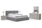 Juliana - Eastern King Italian Modern Grey Upholstered Bed - Eastern King Italian Modern Grey Upholstered Bed
