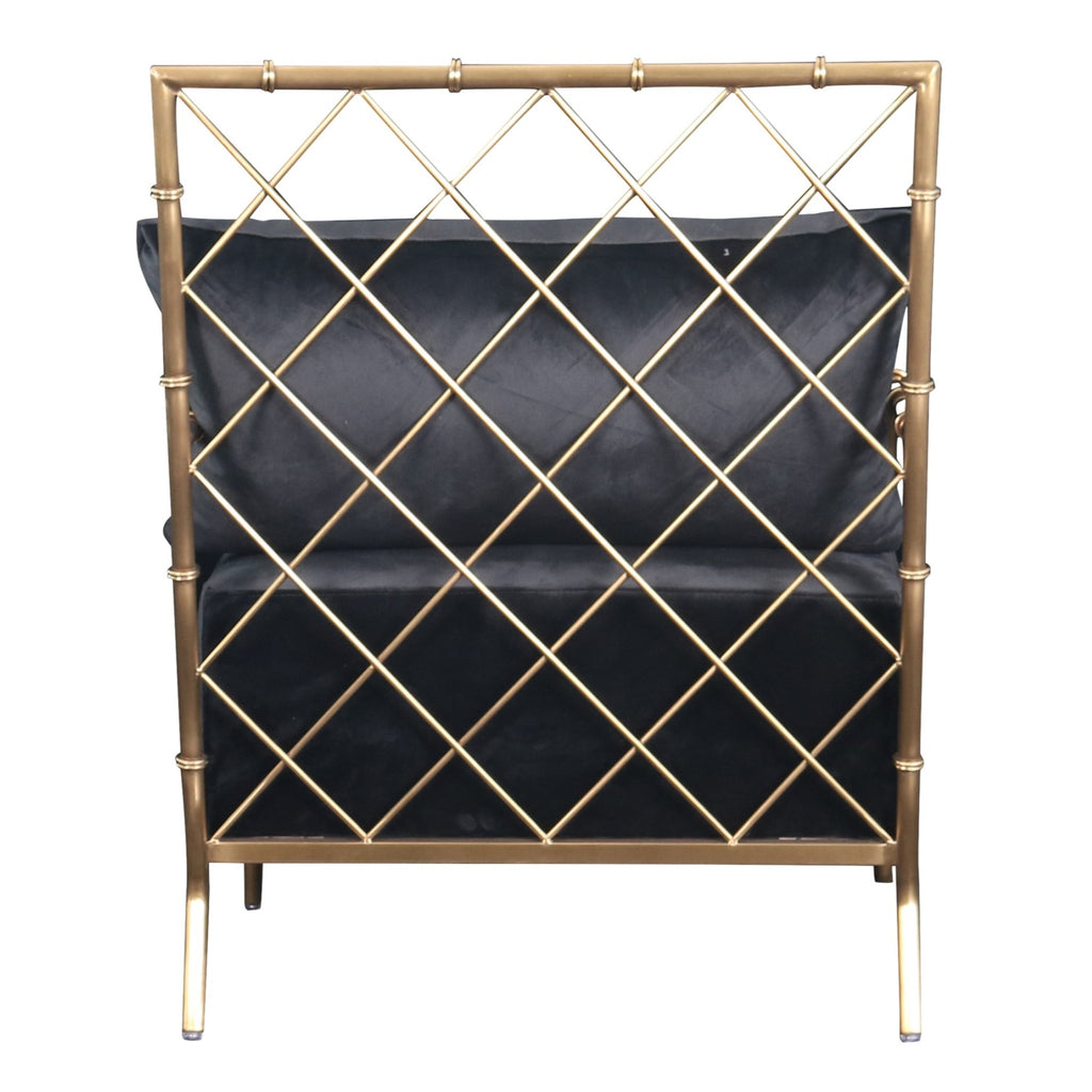 Ignacio - Glam Black Velvet & Gold Accent Chair