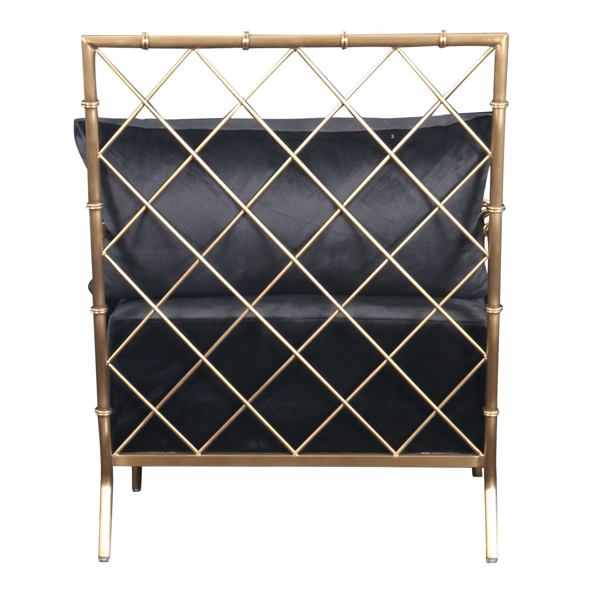 Ignacio - Glam Black Velvet & Gold Accent Chair
