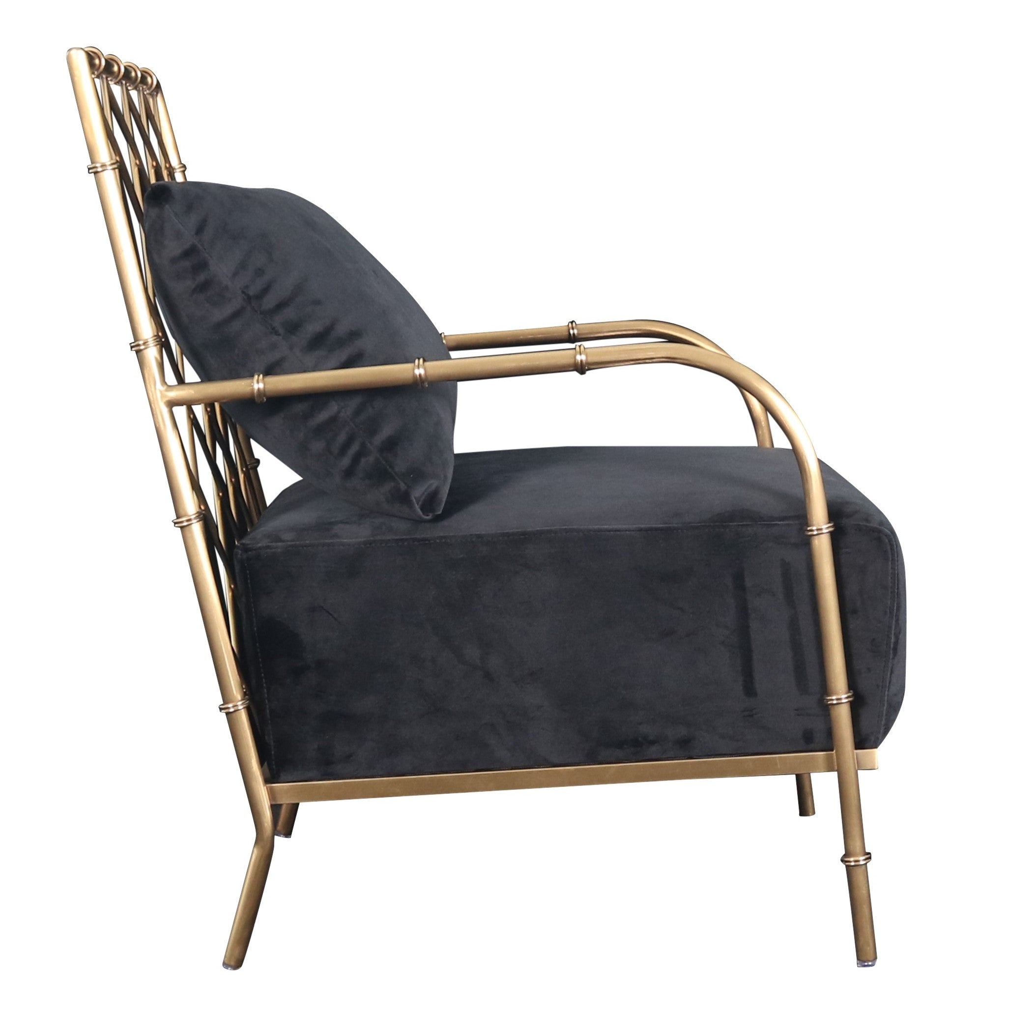 Ignacio - Glam Black Velvet & Gold Accent Chair