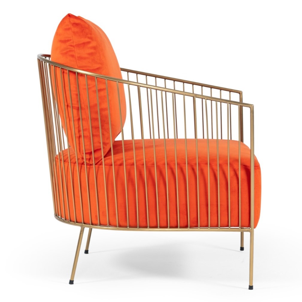 Loveland - Glam Orange Velvet Accent Chair