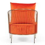 Loveland - Glam Orange Velvet Accent Chair