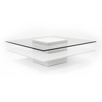 Clarion - Modern White & Clear Glass Coffee Table