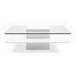 Clarion - Modern White & Clear Glass Coffee Table