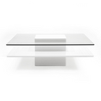 Clarion - Modern White & Clear Glass Coffee Table