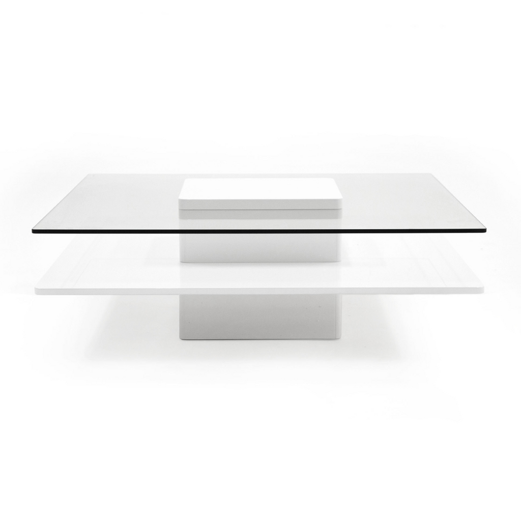 Clarion - Modern White & Clear Glass Coffee Table