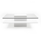 Clarion - Modern White & Clear Glass Coffee Table