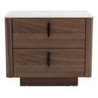 Chelton - Contemporary White Ceramic & Walnut Nightstand
