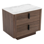 Chelton - Contemporary White Ceramic & Walnut Nightstand
