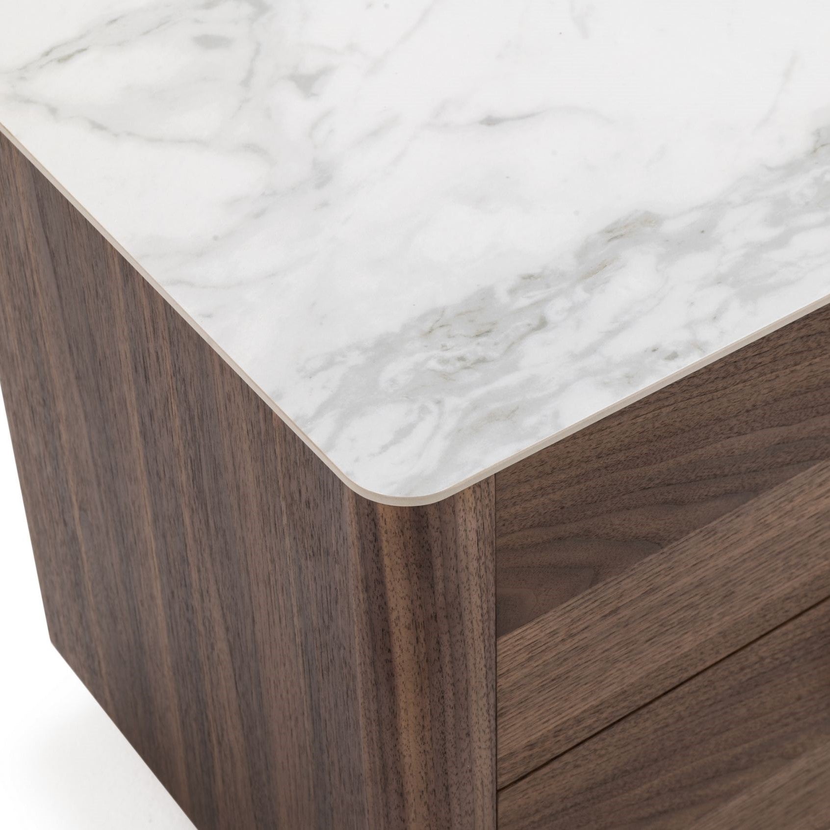 Chelton - Contemporary White Ceramic & Walnut Nightstand