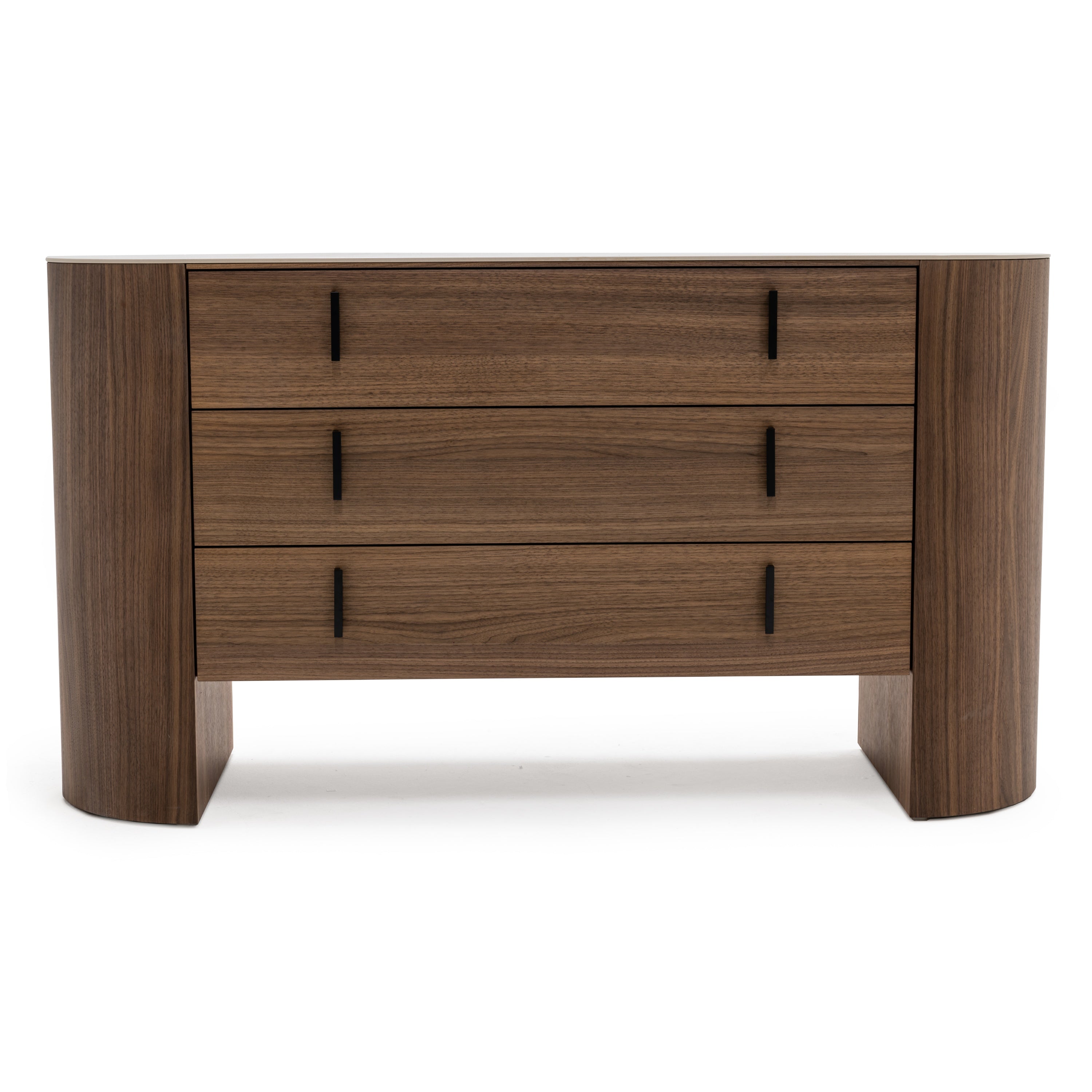 Chelton - Contemporary White Ceramic & Walnut Dresser