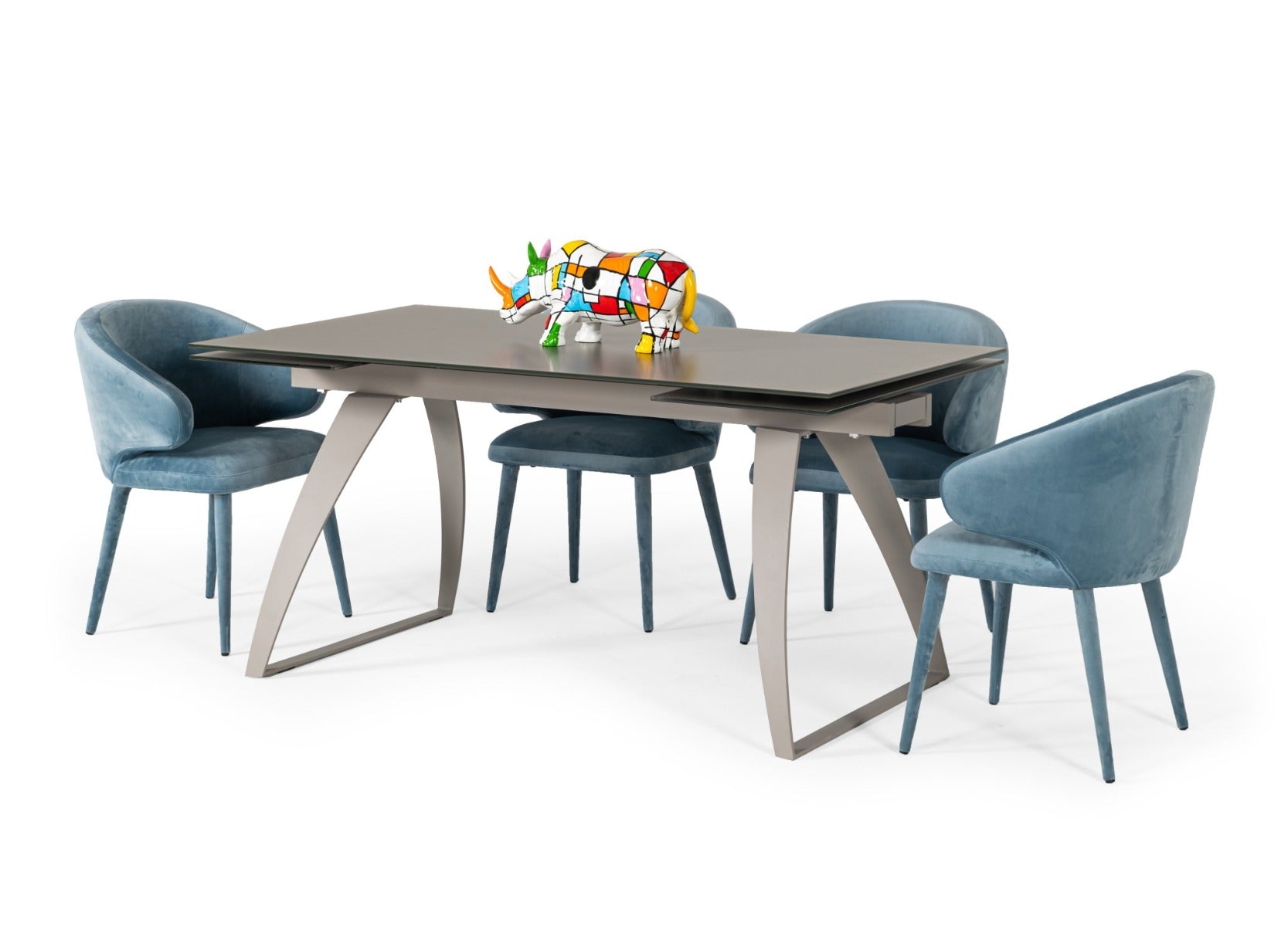 Pittson - Modern Extendable Grey Glass Dining Table