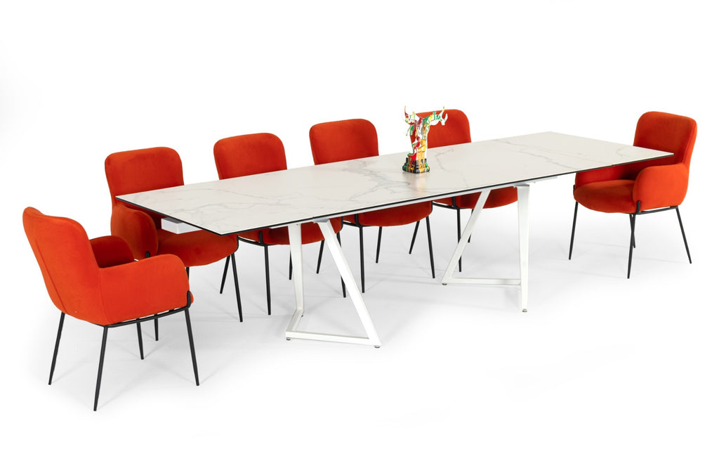 Farrell - Modern White Ceramic Extendable Dining Table