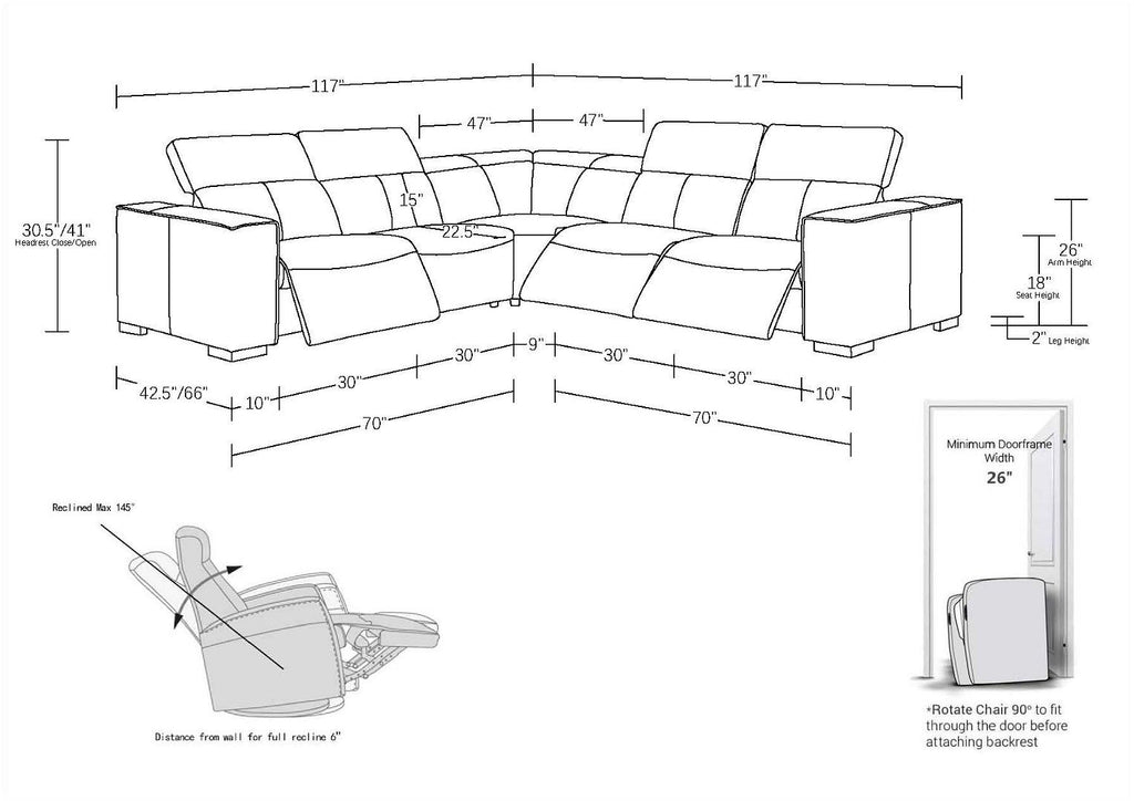 1208 Leather Reclining Set - Sofa & Loveseat with 4 Power Recliners