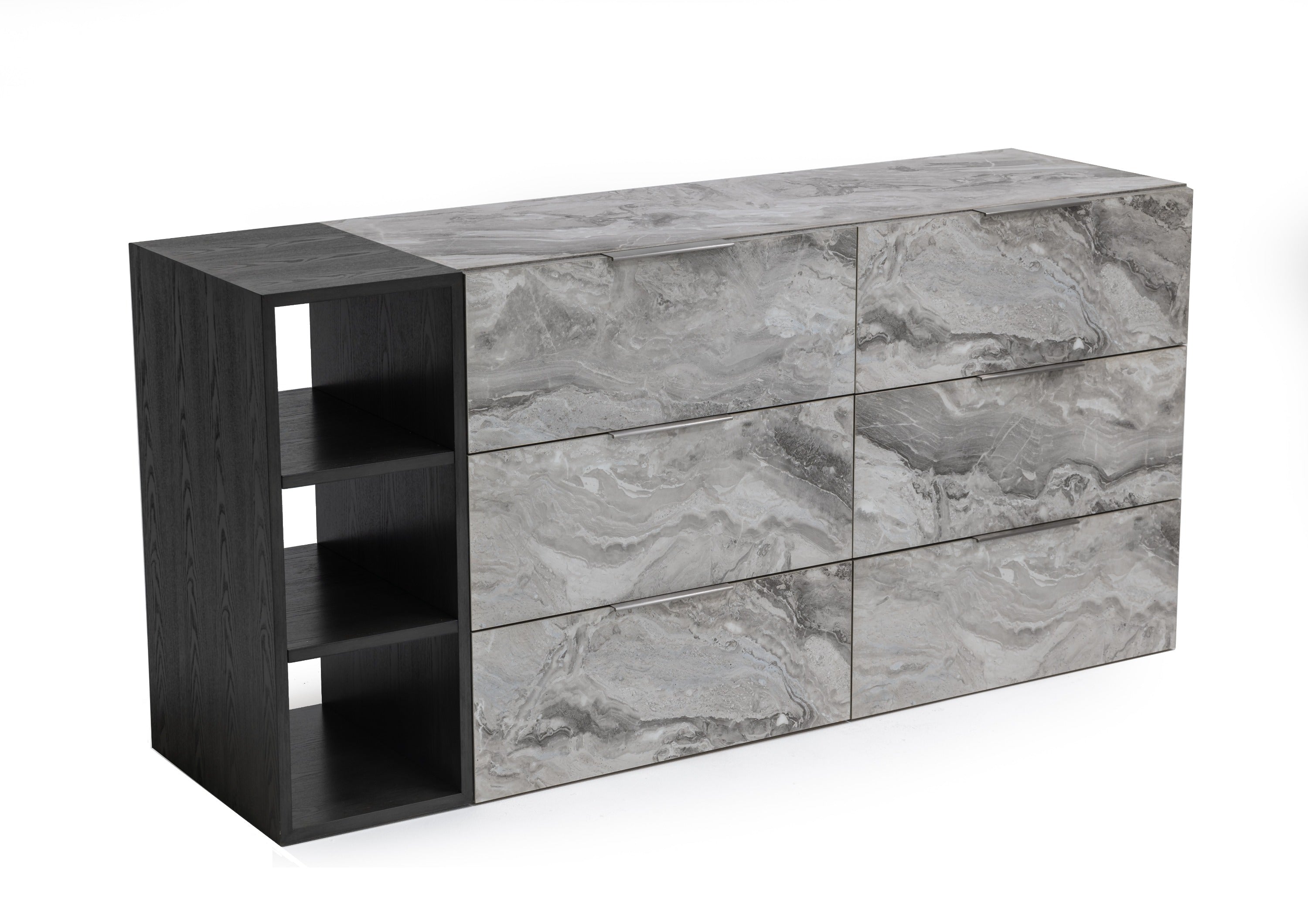 Maranello - Modern Grey Wash & Faux Marble Dresser