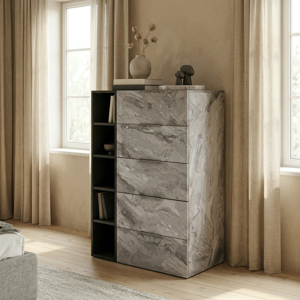 Maranello - Modern Grey Wash & Faux Marble Chest