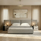 Maranello - Modern Grey Fabric Bed with Two Nightstands - Modern Grey Fabric Bed with Two Nightstands