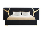 Aspen - Glam Black Velvet & Gold Bed - Glam Black Velvet & Gold Bed