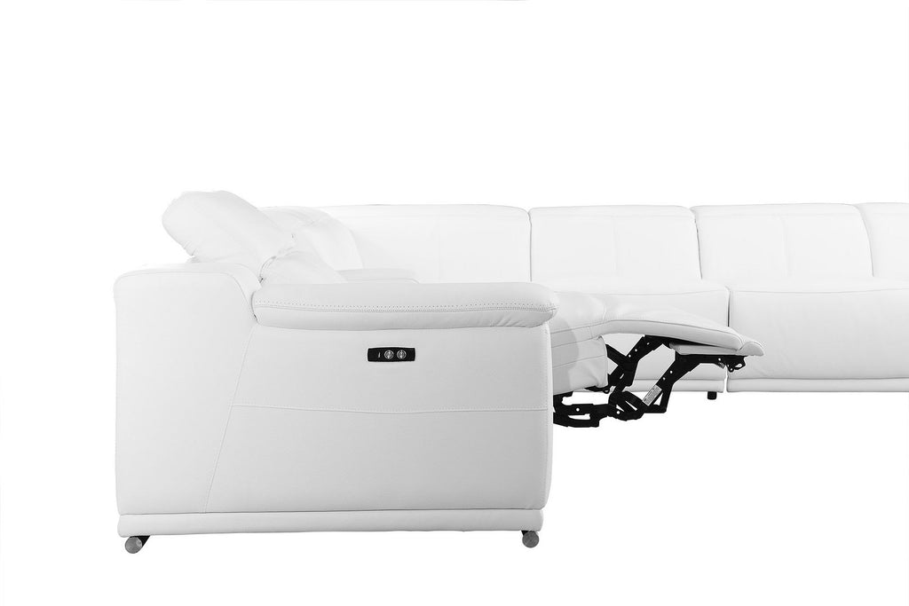 9762 Divanitalia 8-Piece L-Shaped Top Grain Italian Leather Sectional Sofa with 3 Power Recliners