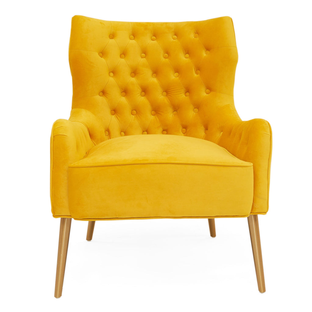 Everly - Contemporary Velvet Yellow Accent Chair