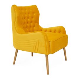 Everly - Contemporary Velvet Yellow Accent Chair