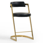 Shandra - Black Leatherette + Gold Counter Stool