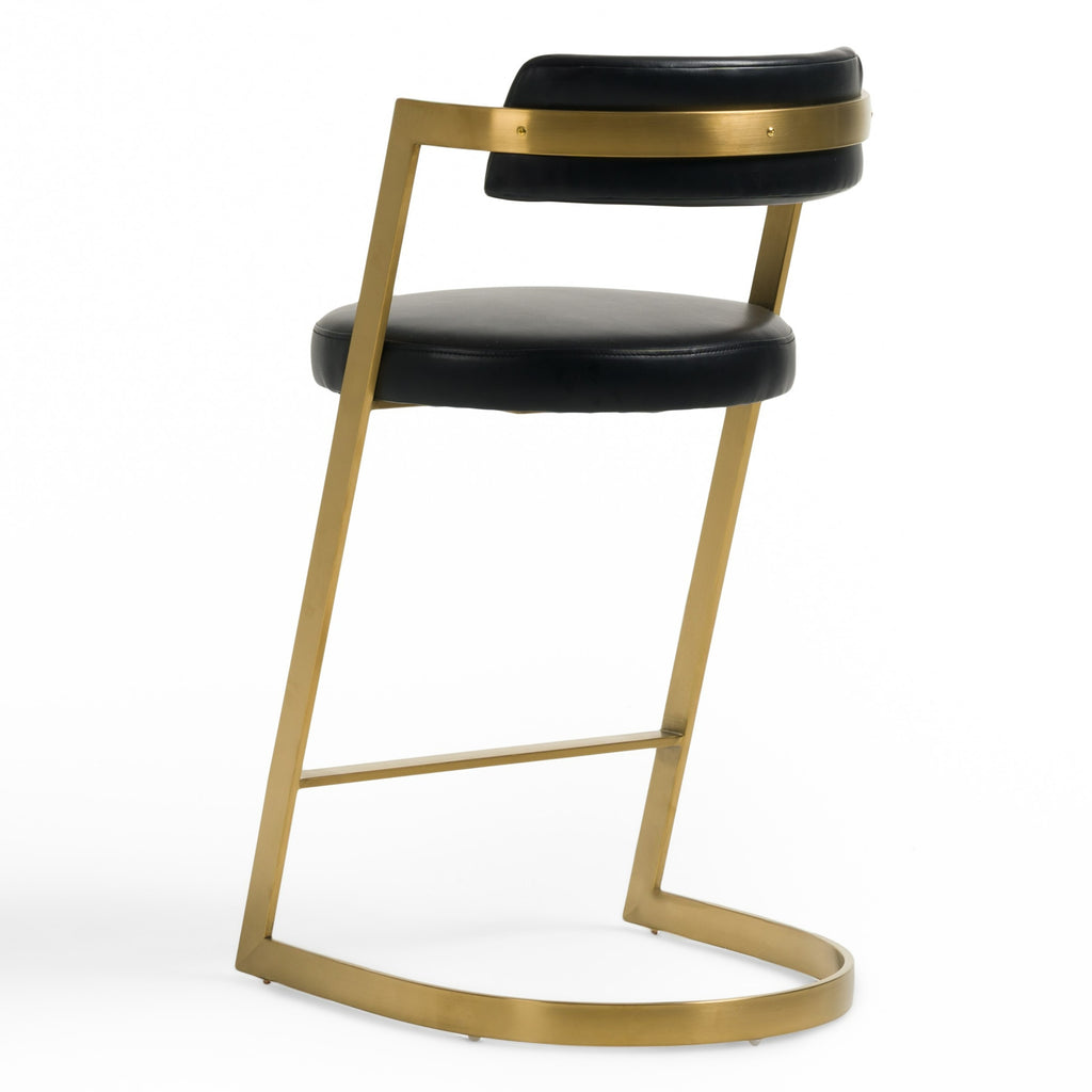Shandra - Black Leatherette + Gold Counter Stool