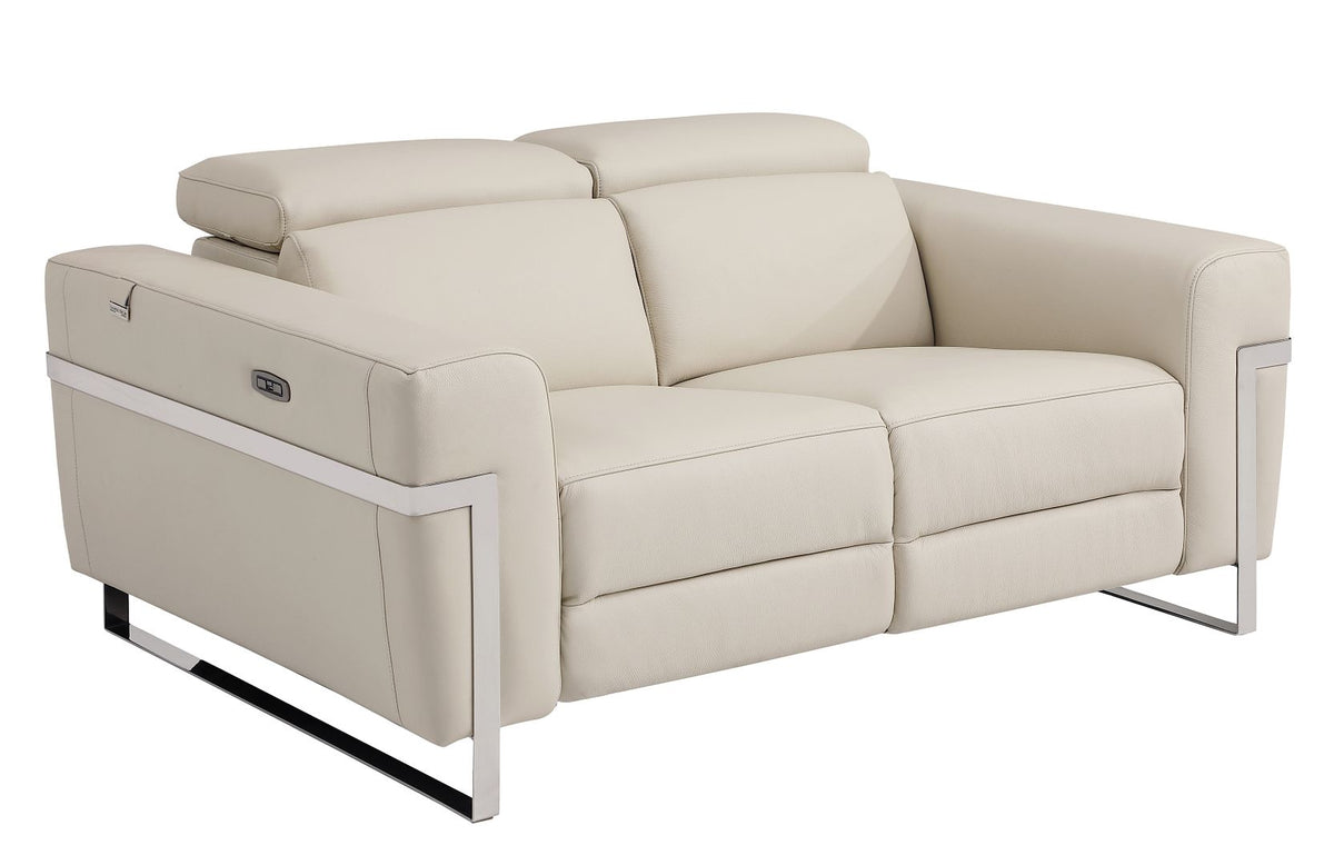 990 Divanitalia Power Reclining Loveseat with Power Headrest in Top-grain Italian Leather - Beige - SKU 990-BEIGE-L - view 2