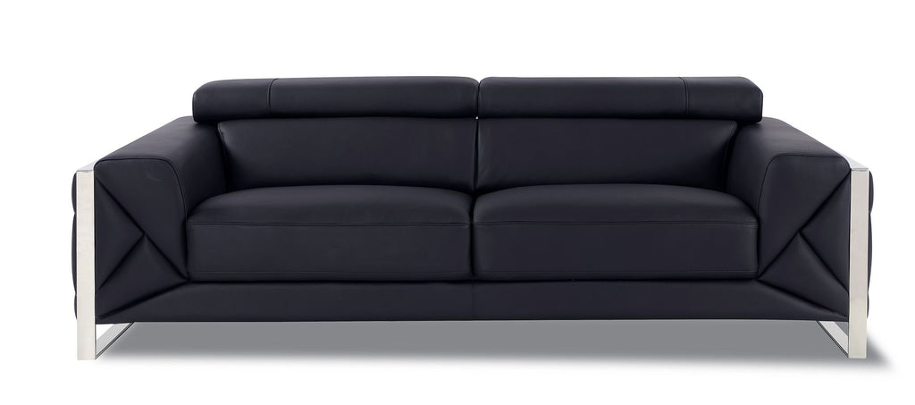 903 Divanitalia Sofa with Adjustable Headrest in Top-grain Italian Leather - Black