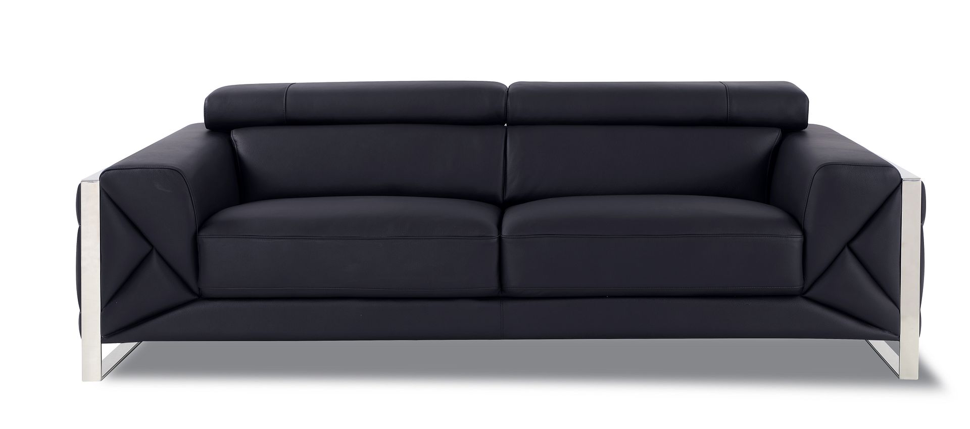 903 Divanitalia Sofa with Adjustable Headrest in Top-grain Italian Leather - Black