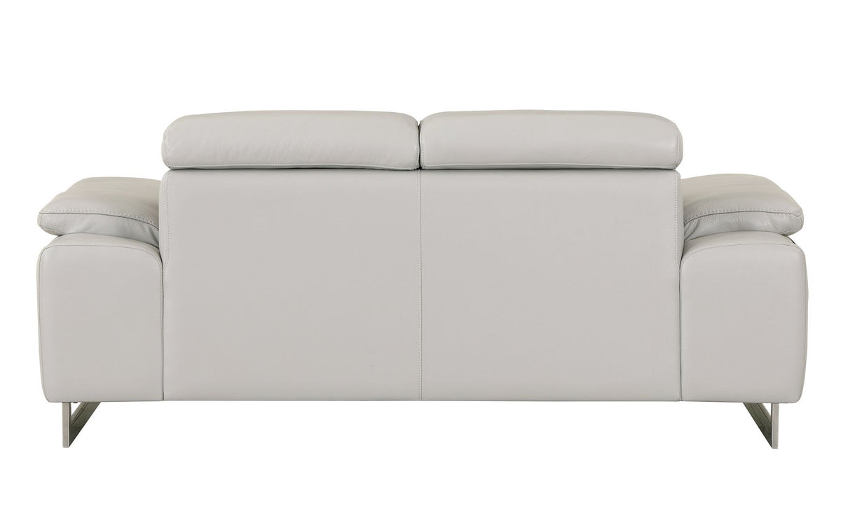 636 Divanitalia Loveseat with Adjustable Headrest in Top-grain Italian Leather - Light Grey - SKU 636-L-LIGHT GRAY - view 3