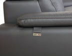 636 Divanitalia Dark Gray Loveseat with Adjustable Headrest in Top-grain Italian Leather