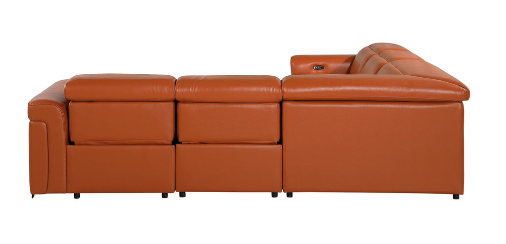 1126 Divanitalia 5-Piece L-Shaped Sectional Sofa in Top Grain Italian Leather with 3 Power Recliners & Power Headrests - Camel - SKU 1126-CAMEL-SEC-5PC-3PWR-SECTIONAL- GROUP - view 6