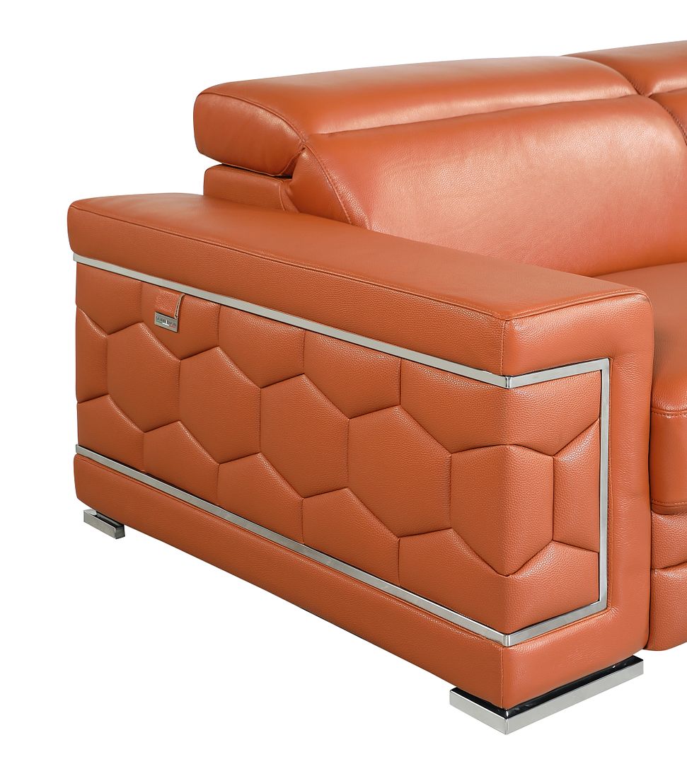 692 Divanitalia Sofa with Adjustable Headrest in Top-grain Italian Leather - Camel - SKU 692-S-CAMEL - view 7