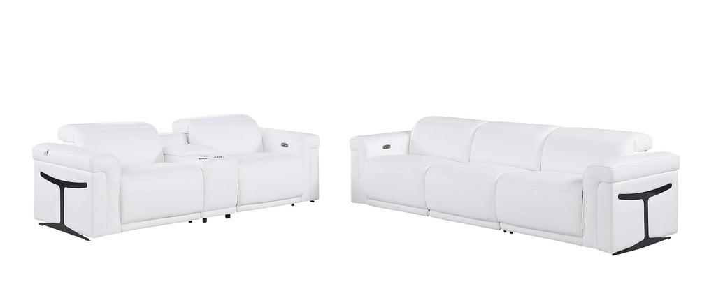 1126 Divanitalia 6-Piece Modular Power Reclining Sofa and Console Loveseat Set in Top Grain Italian Leather with 5 Power Recliners & Power Headrests - White - SKU 1126-WHITE-6.5-HT - view 3