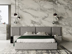 Maranello - Modern Grey Fabric Bed with Two Nightstands - Modern Grey Fabric Bed with Two Nightstands