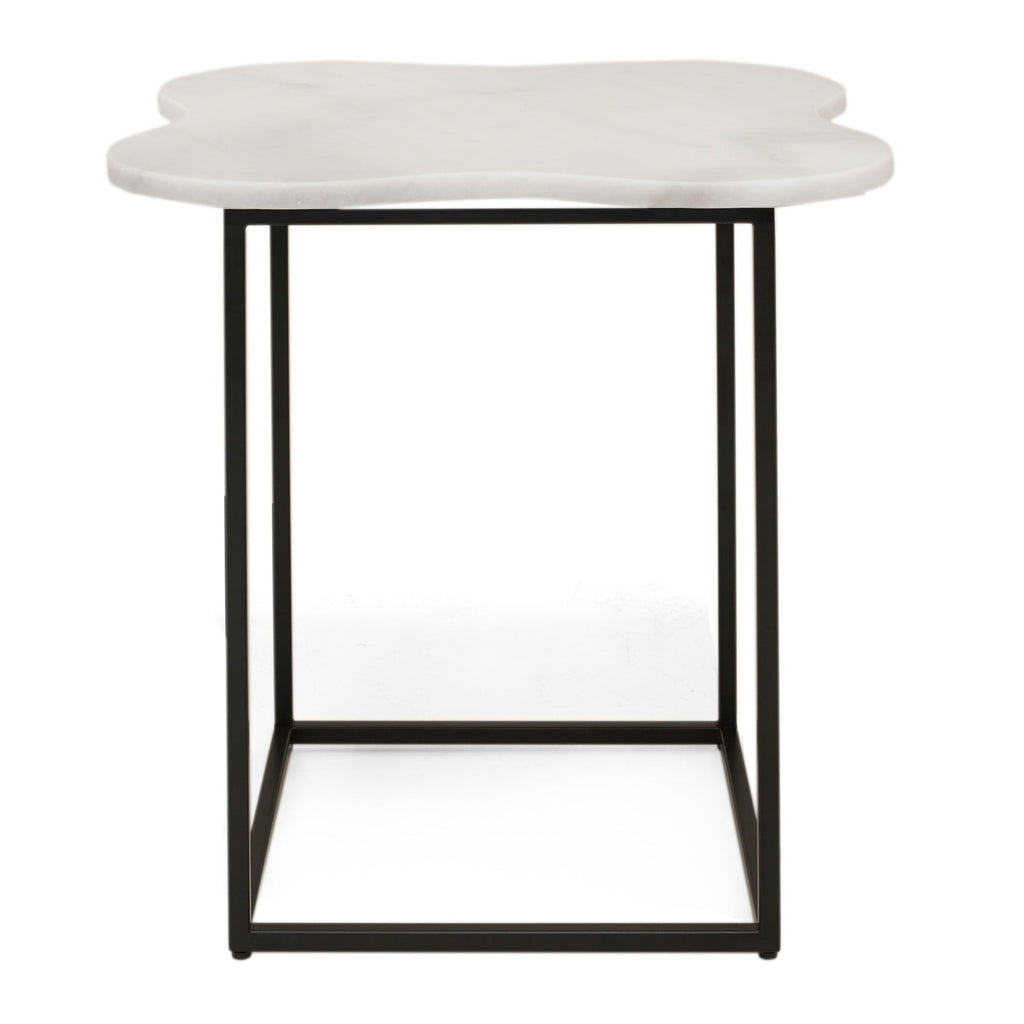Aleidy - White Marble + Black Metal End Table