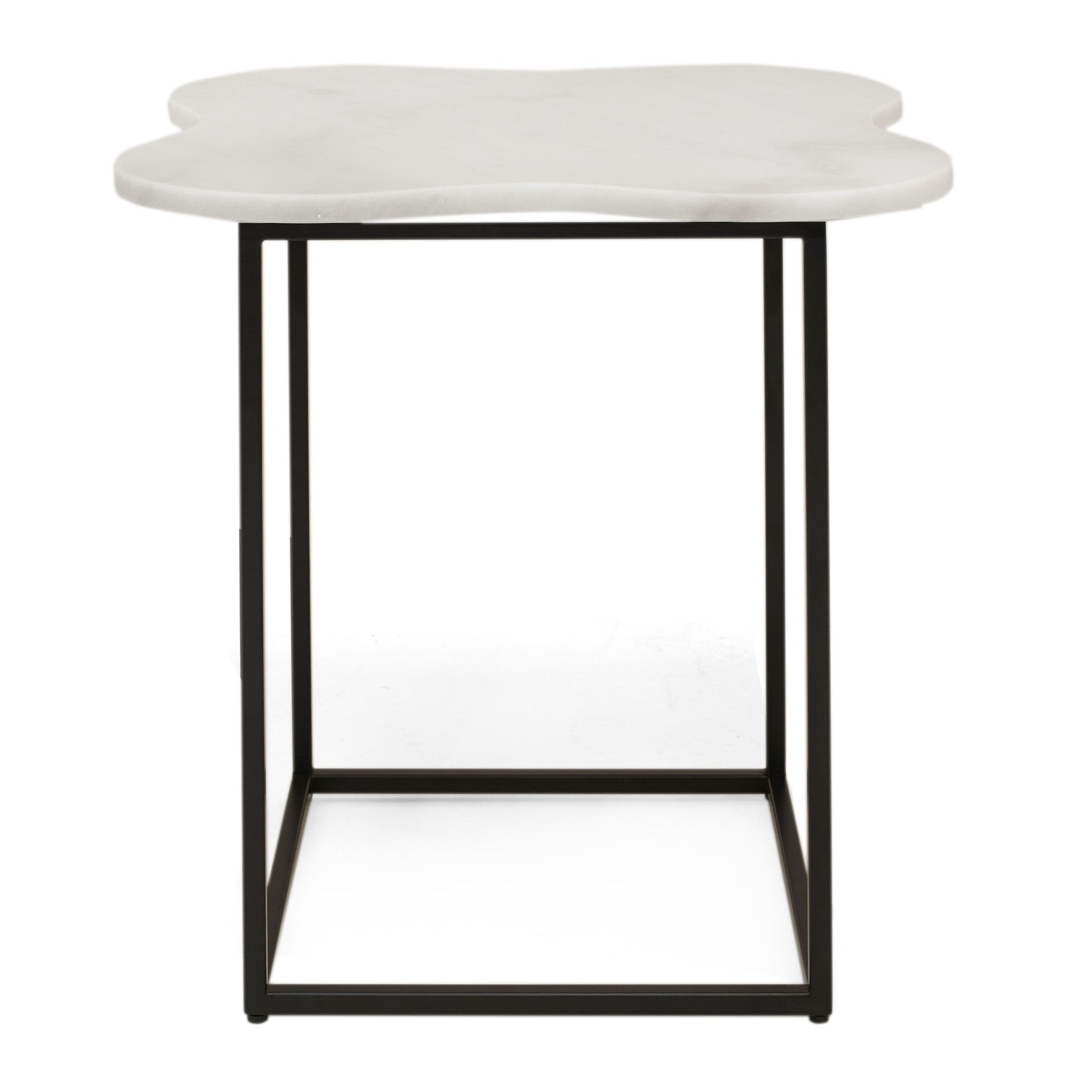 Aleidy - White Marble + Black Metal End Table