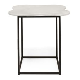 Aleidy - White Marble + Black Metal End Table