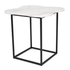 Aleidy - White Marble + Black Metal End Table