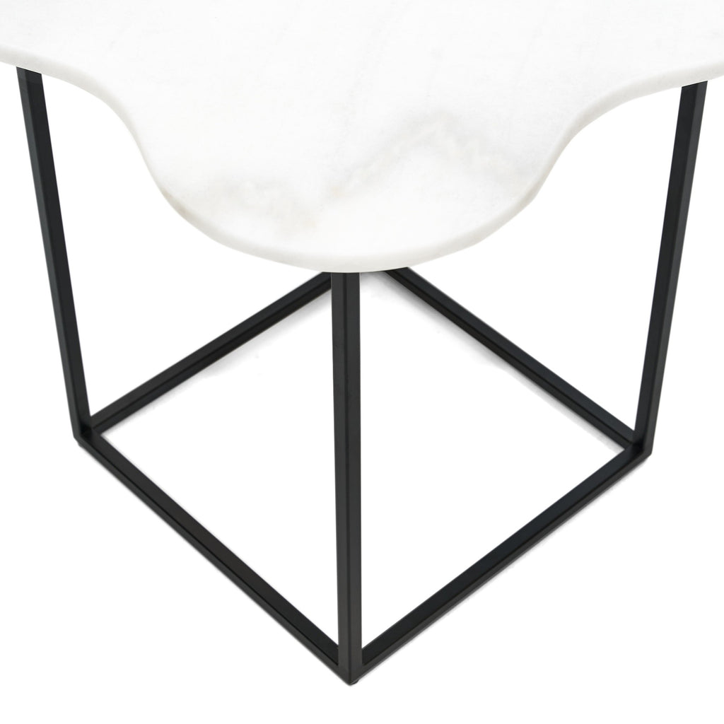 Aleidy - White Marble + Black Metal End Table
